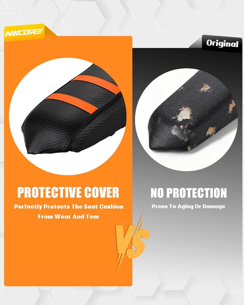 NACORE E Dirt Bike Seat Cover for Tutti Soleil01, Gripper Rubber Cover for Tuttio Soleil 01, Orange Stripes - Image 4